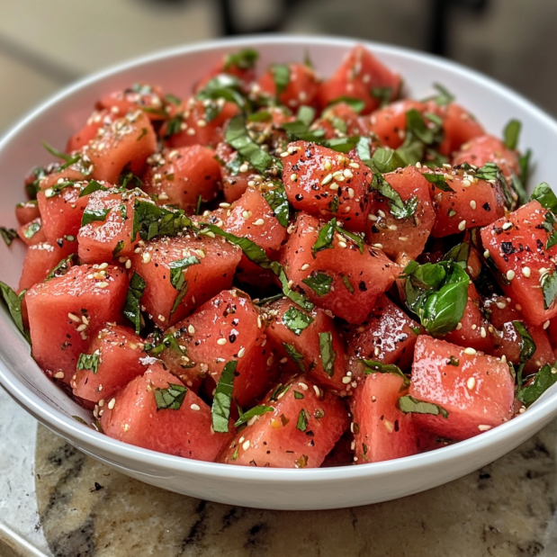 Watermelon Basil Salad