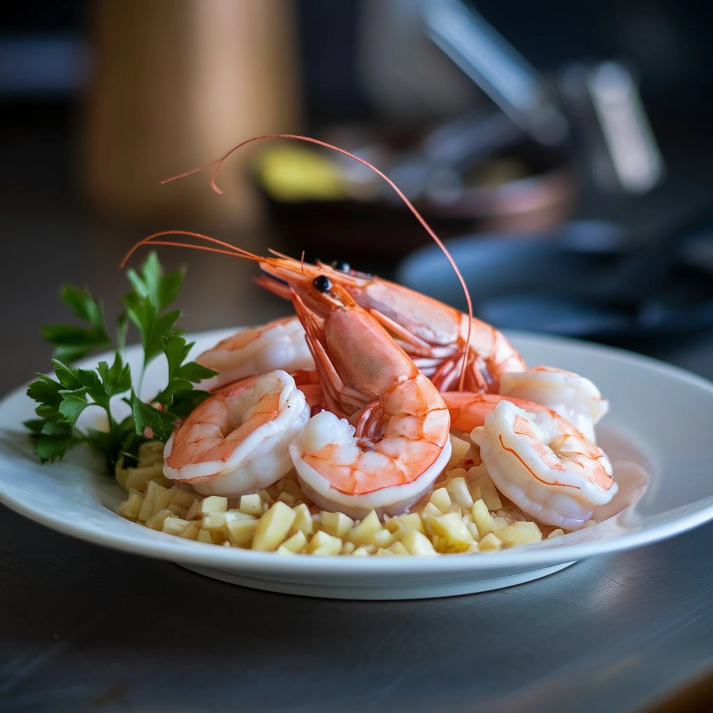 What do you soak shrimp in before cooking?