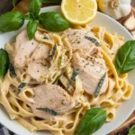 chicken pasta with basil lemon and garlic