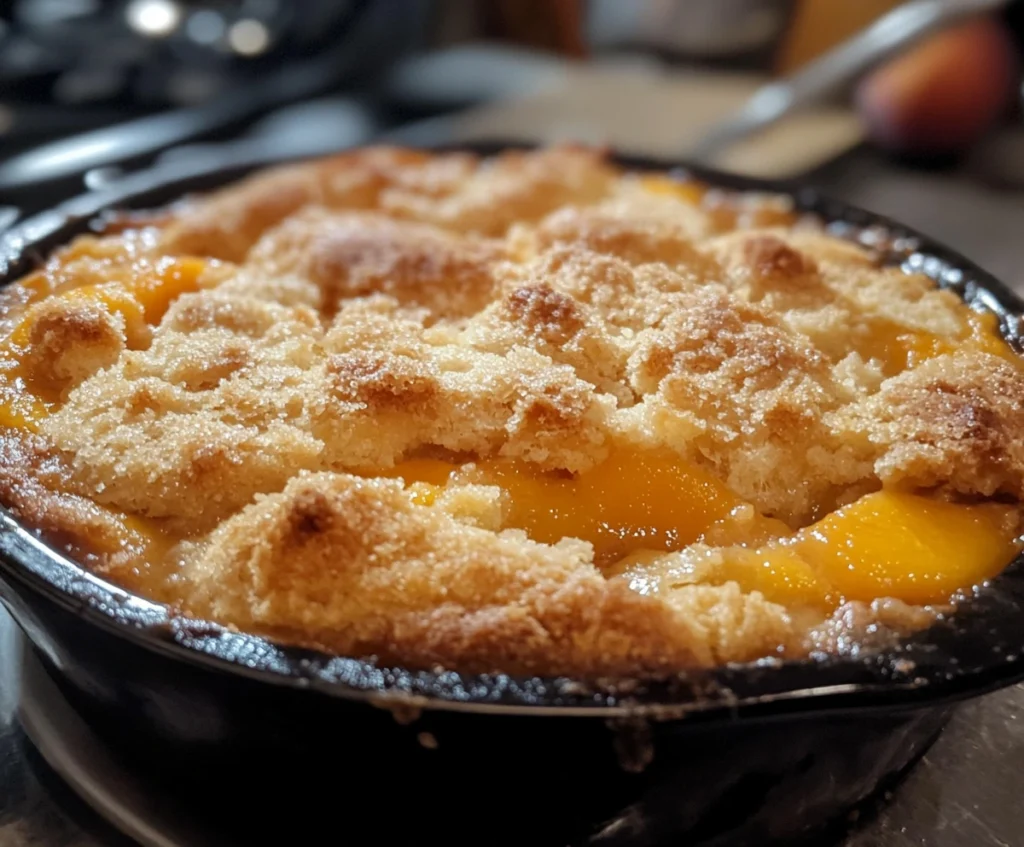 Peach cobbler with cake mix