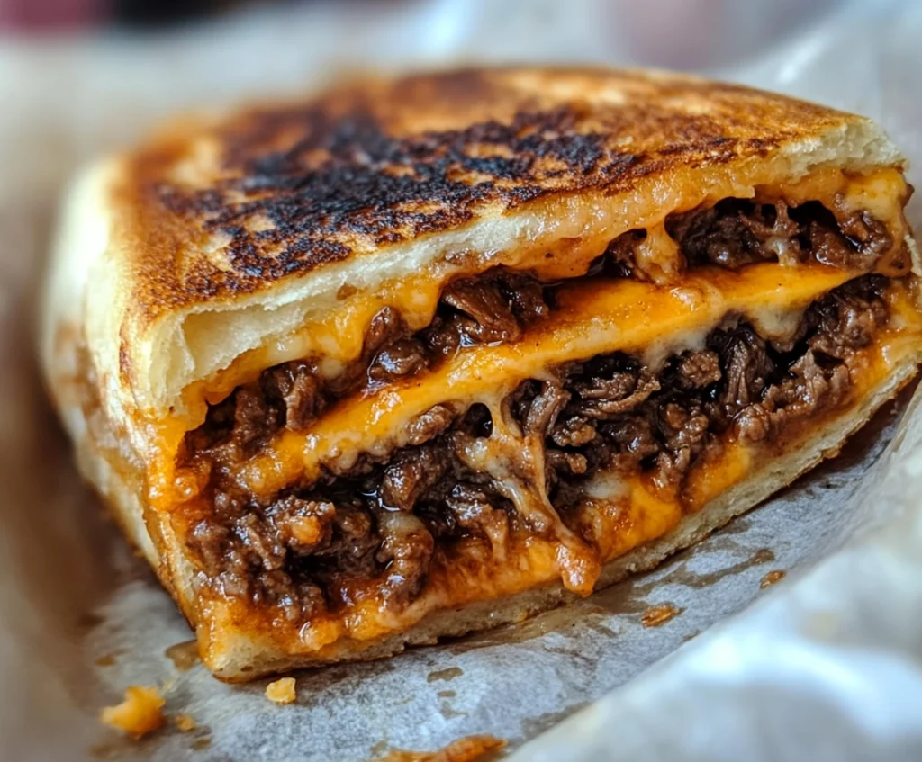 Shredded Beef Grilled Cheese Tacos