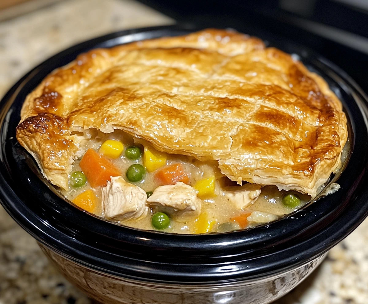 What is the sauce made of in chicken pot pie?